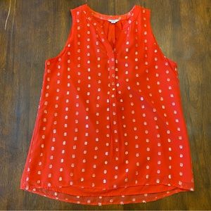 Ladies Red Sleeveless Top w/ Silver Pattern - Size M